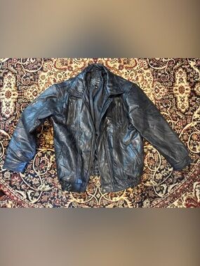 Maxam Brand Men's Black lamb skinLeather patchwork Jacket  Italian mozaic zip xl
